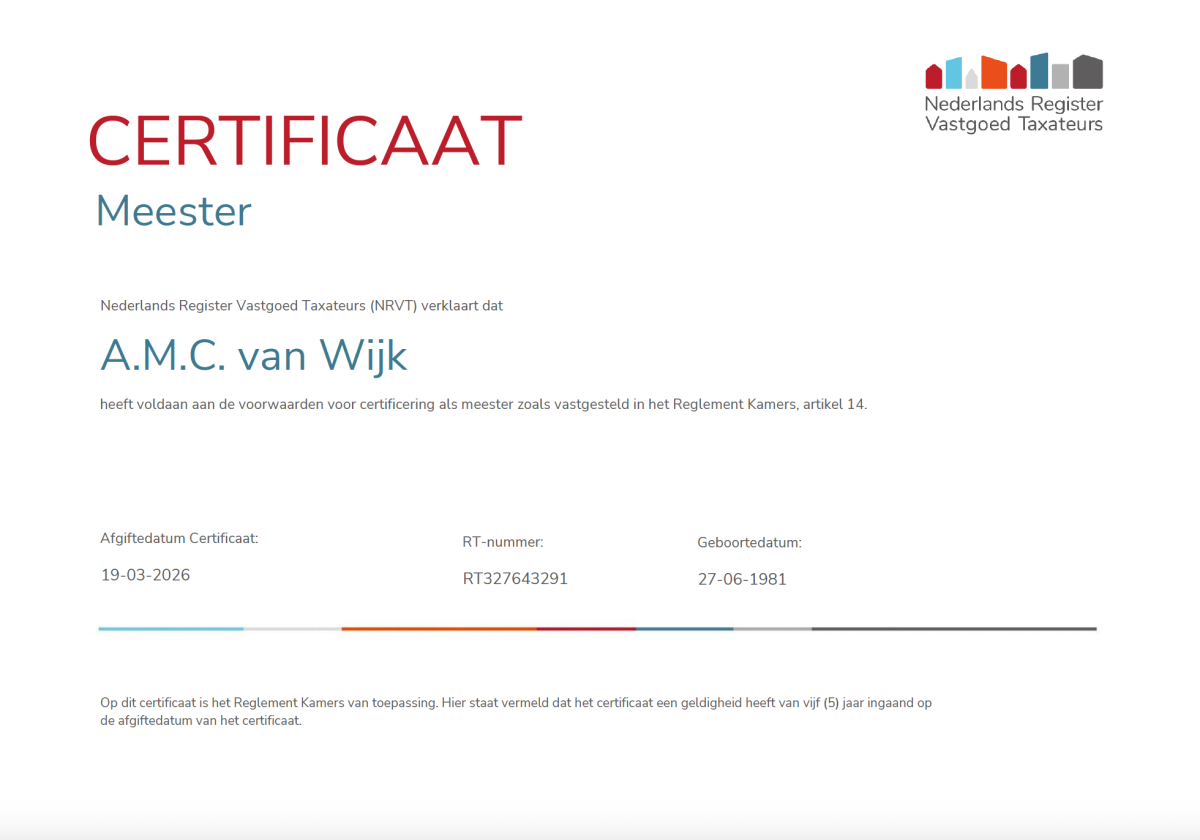 Meester certificaat voor taxateurs behaald